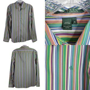 Lauren Ralph Lauren RLL Shirt Women's Medium M Multicolor Striped LS Button